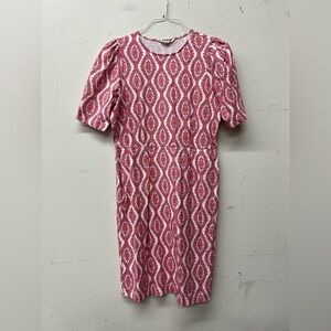 Boden Zoe Jersey Dress 12 12r Amaryllis Short Sleeve AOP Mini Sheath Printed